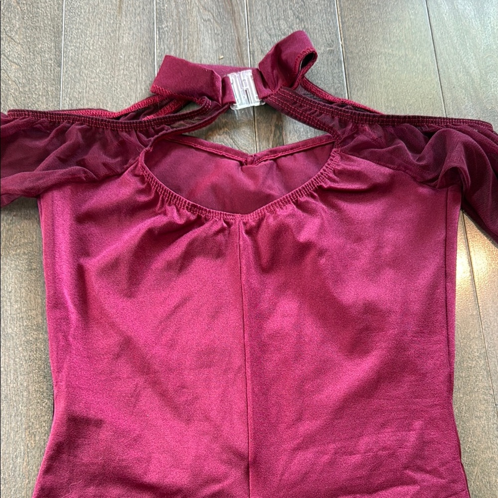 Set of 2 Dance Costumes- Burgundy Sequin Bodysuits - Picture 9 of 10